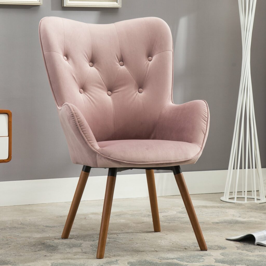 Roundhill Furniture Doarnin Contemporary Silky Velvet Tufted Button Back Accent Chair