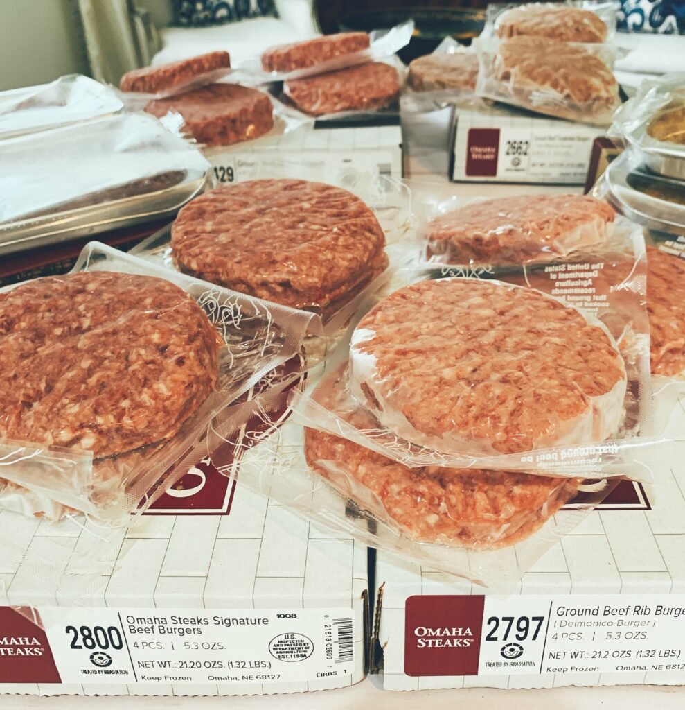 Omaha Steaks gourmet burgers uncooked and individually packaged