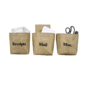 Personalized burlap baskets - mail - receipts - misc - embroidered - custom