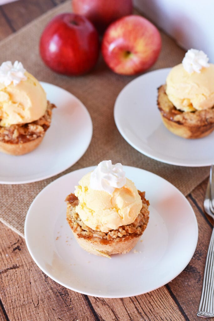 apples and 3 mini apple pie individual servings