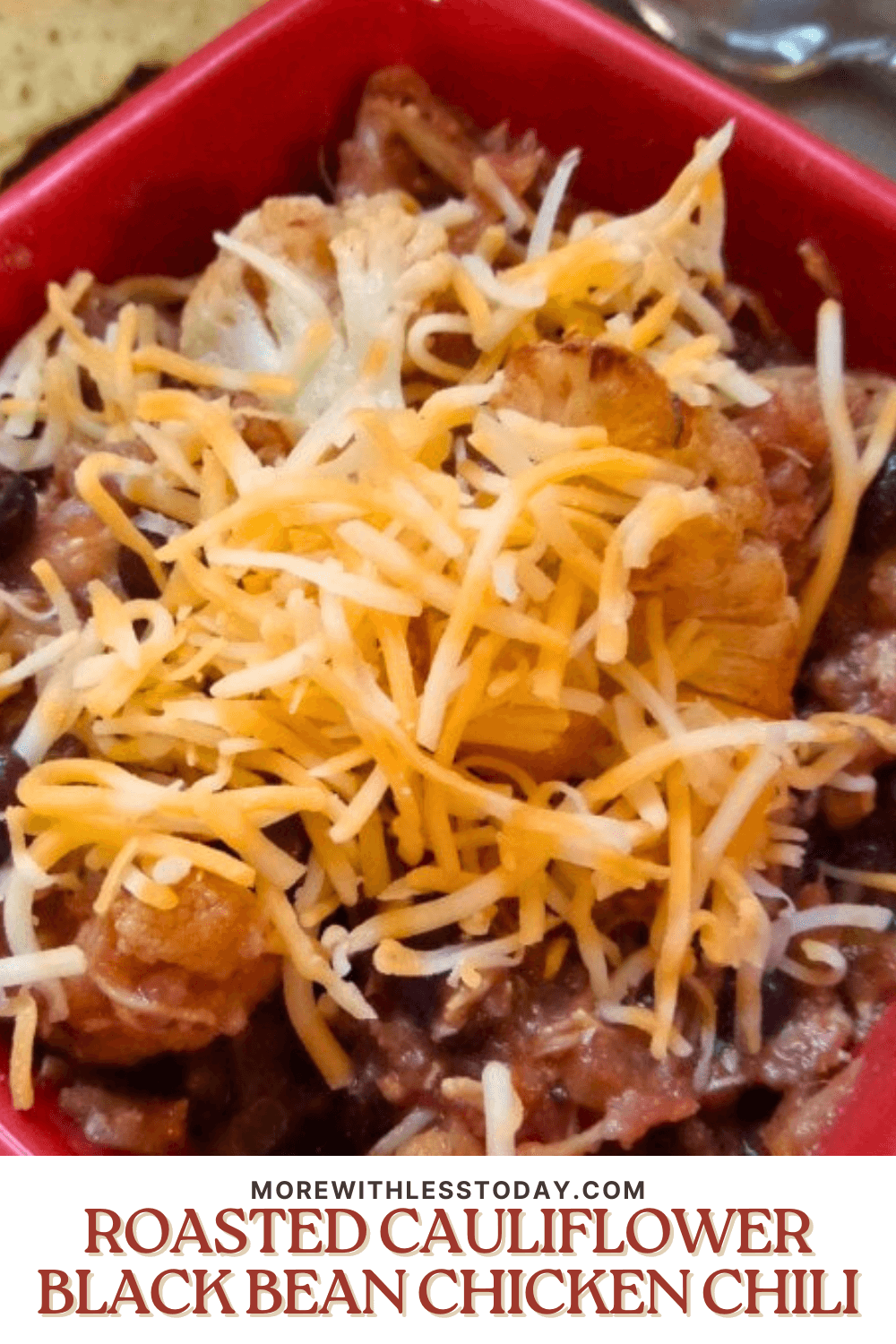 Roasted Cauliflower Black Bean Chicken Chili - PIN