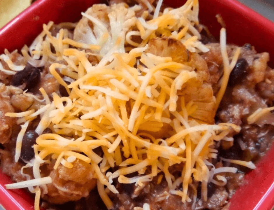 Roasted Cauliflower Black Bean Chicken Chili