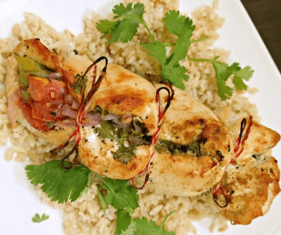 Stuffed Fajita Chicken on a white plate