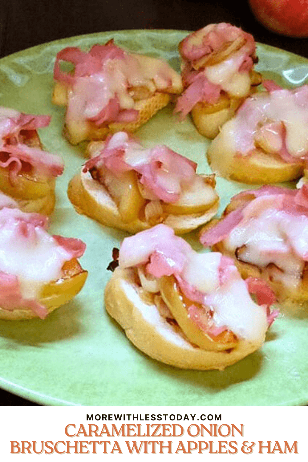 Caramelized Onion Bruschetta with Apples and Ham - PIN