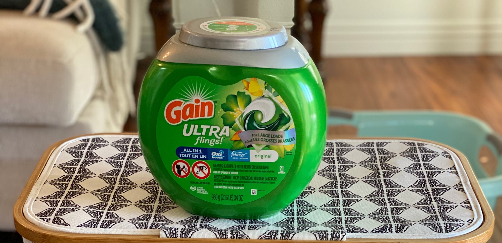 Gain Ultra Flings with Oxi Boost and Febreze for Large Loads One Pod