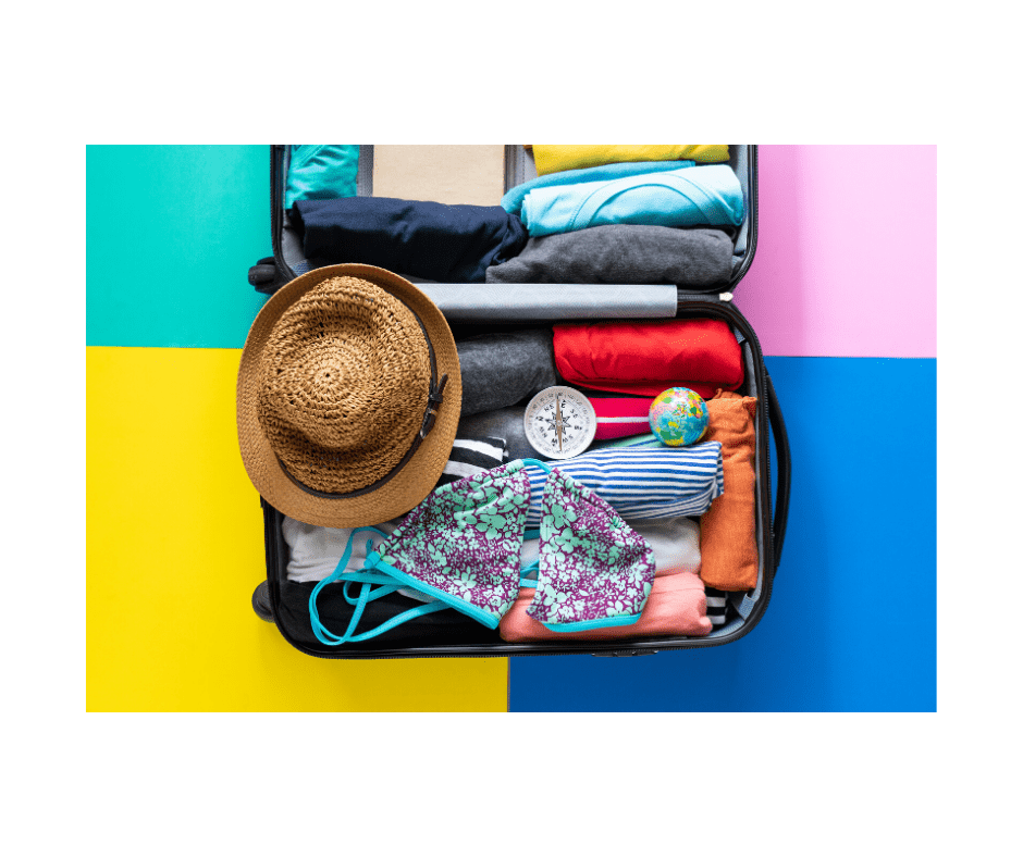 colorful clothing inside open suitcase