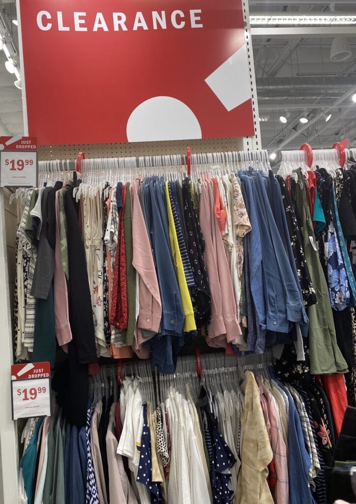 photo of a clearance sign inside an Old Navy store