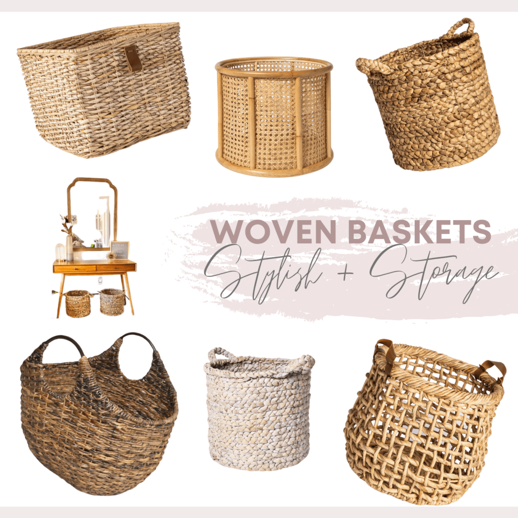woven baskets for stylish storage collage