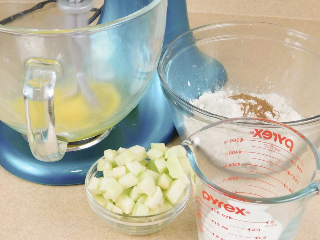 Ingredients for Homemade Apple Fritters Recipe with a Sweet Vanilla Glaze