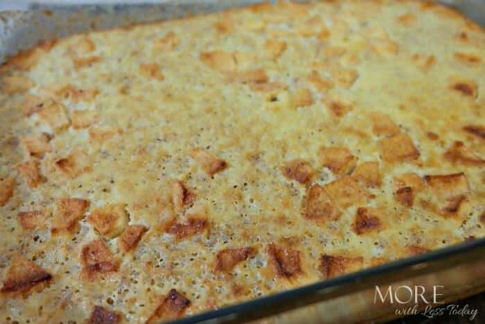 Freshly baked Rice Pudding with Raisins and Apples