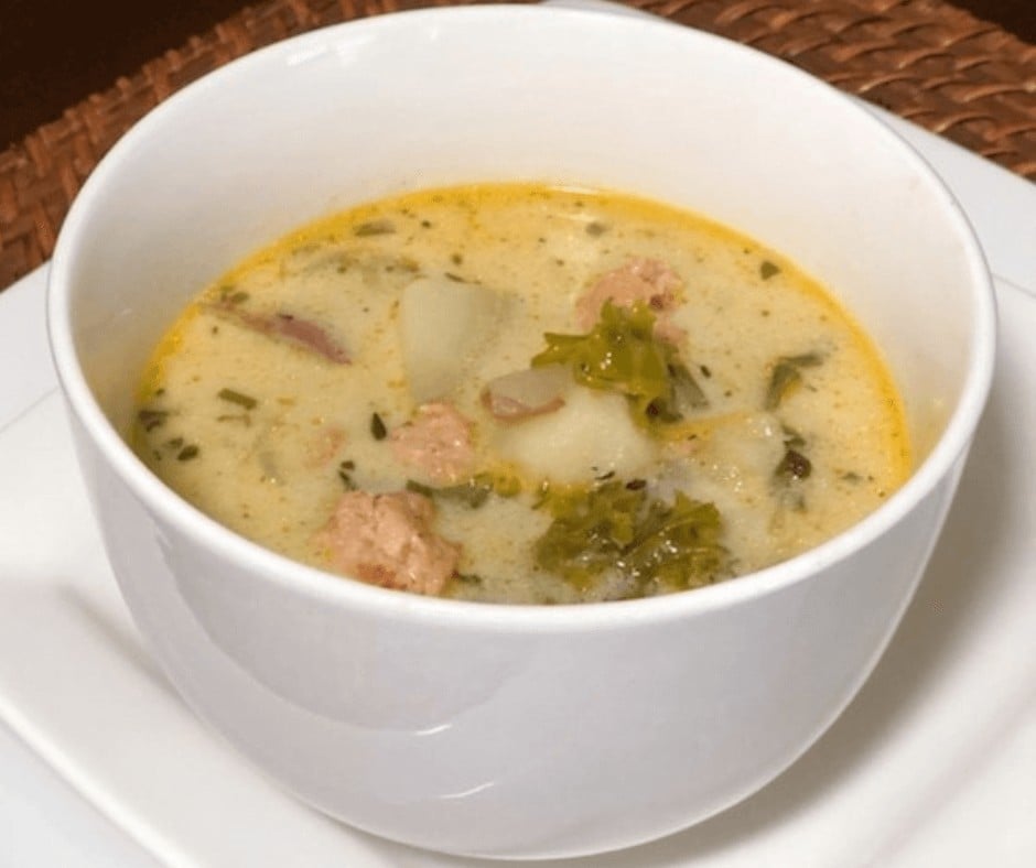 A bowl of Dairy-Free Zuppa Toscana