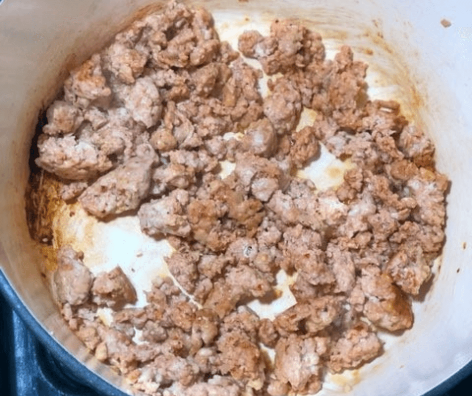 Chopped sausages for Zuppa Toscana Soup