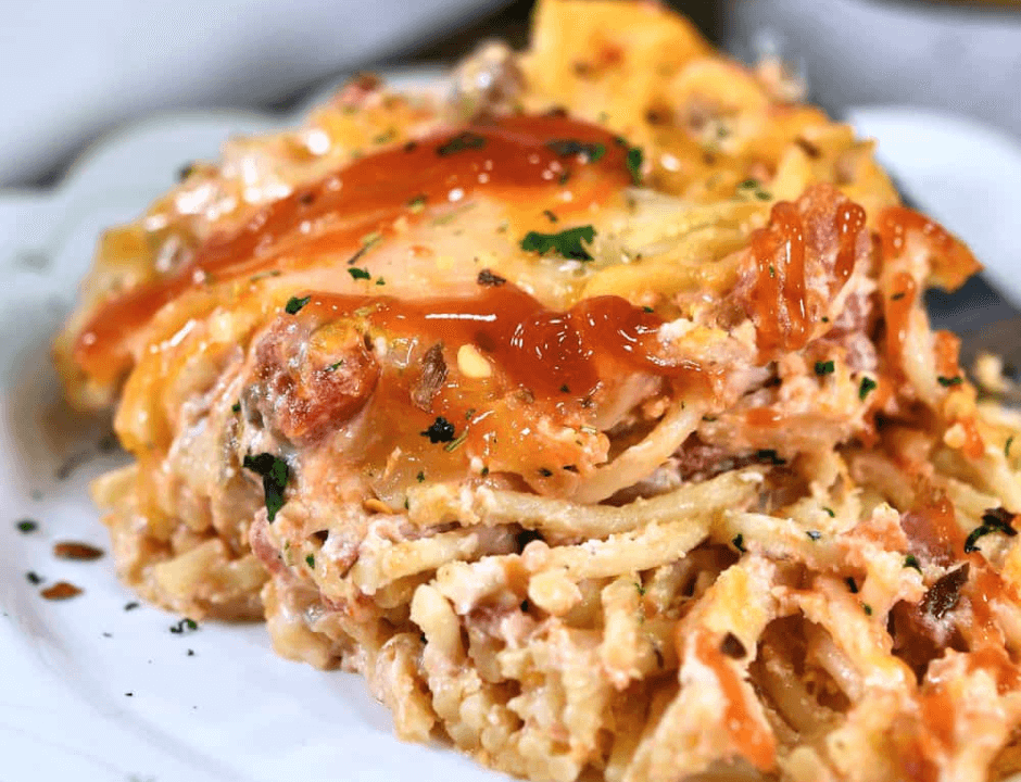 Ground Beef Baked Spaghetti Casserole