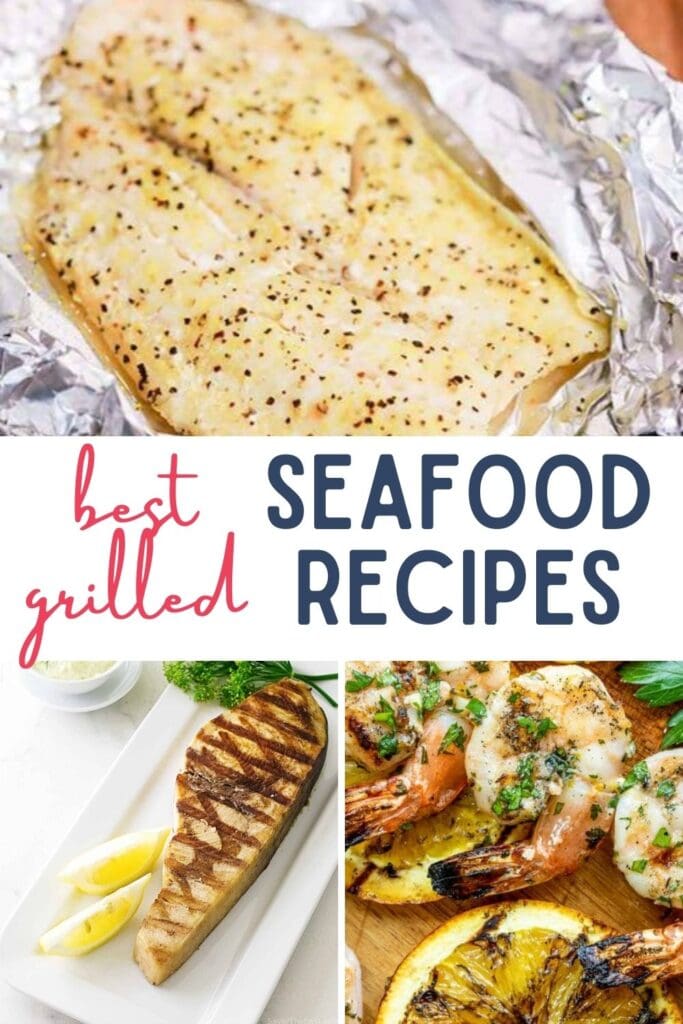 Grilled Seafood recipes- photo collage of recipe ideas