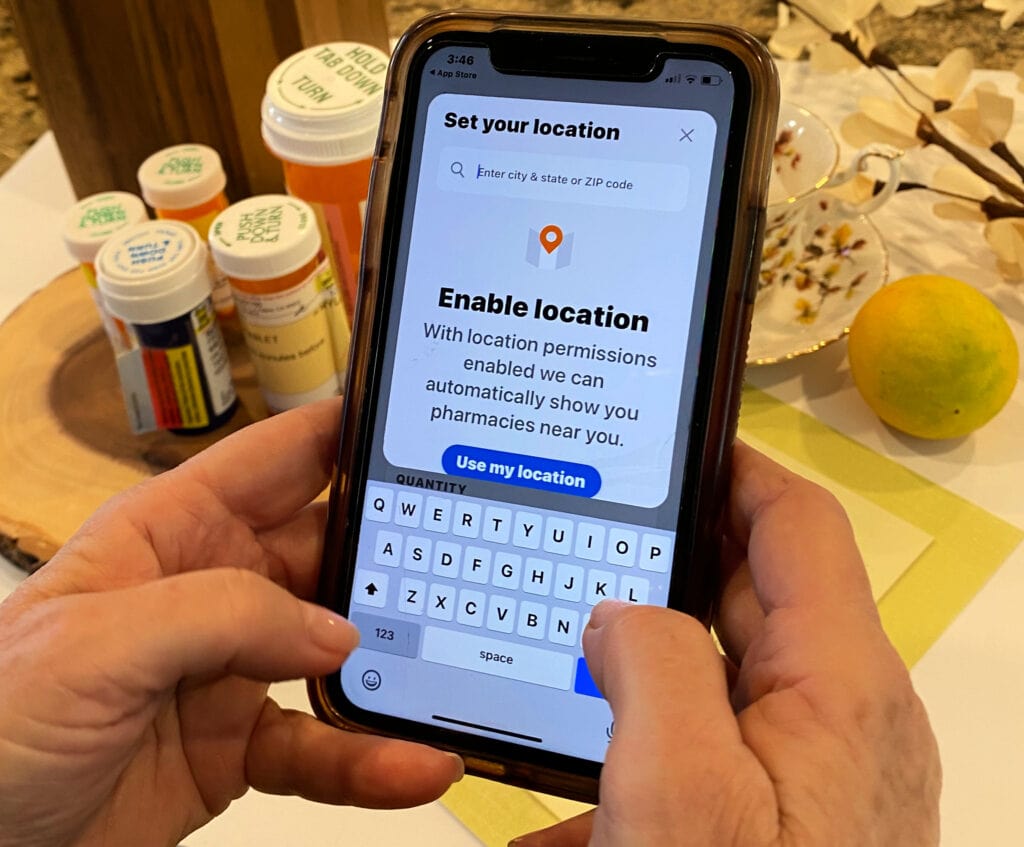 finding an RX by location using the Optum Perks app