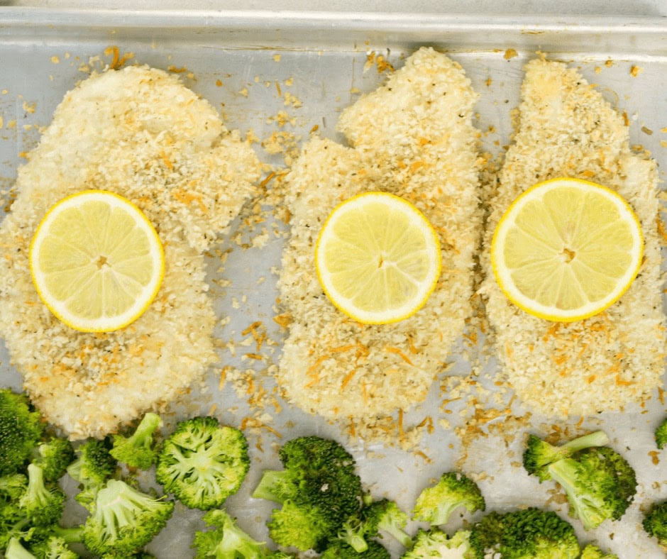 Crunchy Lemon Parmesan Chicken with Broccoli