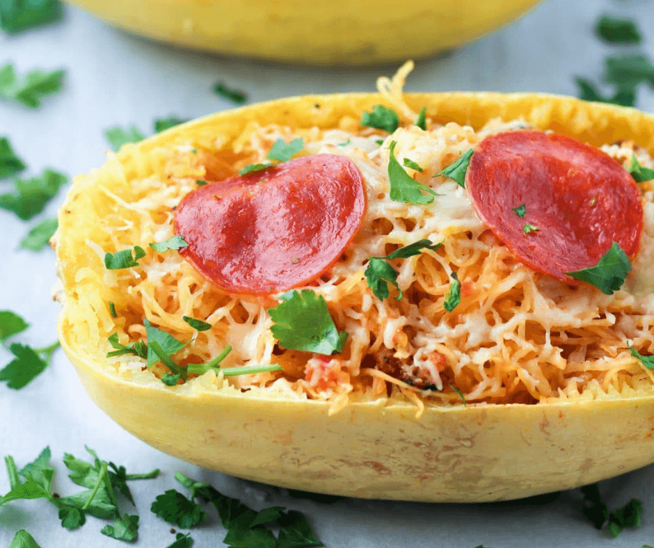 Pizza Stuffed Spaghetti Squash - Sheet Pan Recipes