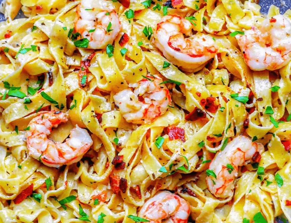 Dairy-Free Bacon and Shrimp Pasta