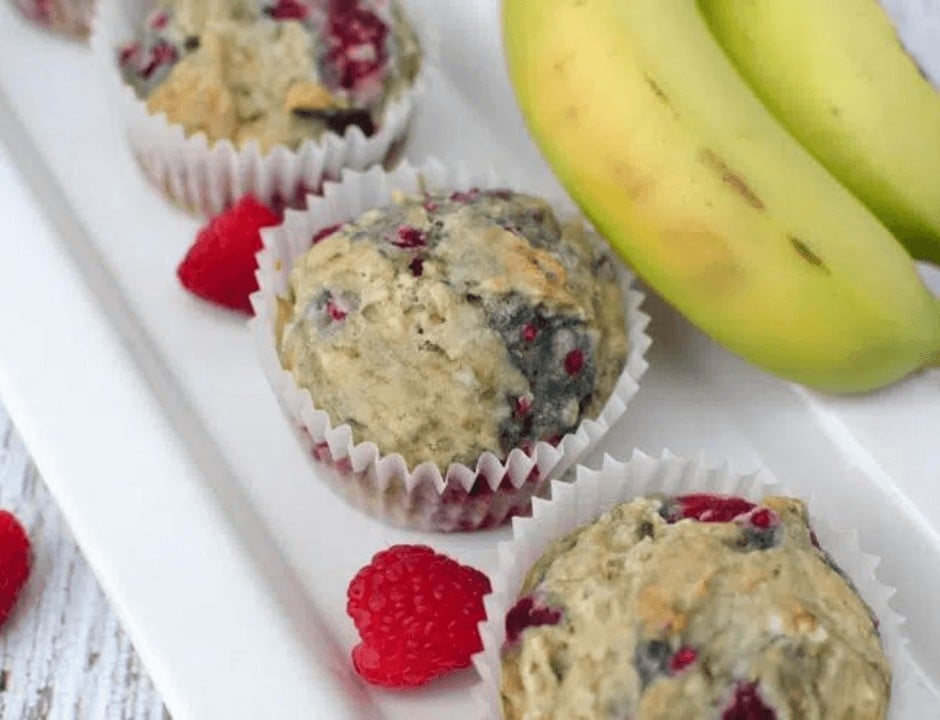 Dairy-Free Banana Raspberry Muffins