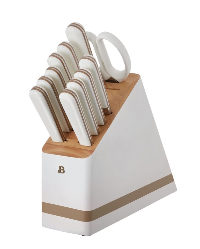 Beautiful 12-piece Kitchen Knife Block Set in White Drew Barrymore Home at Walmart