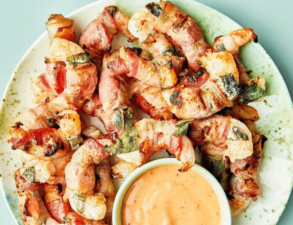 Bacon Wrapped Grilled Shrimp