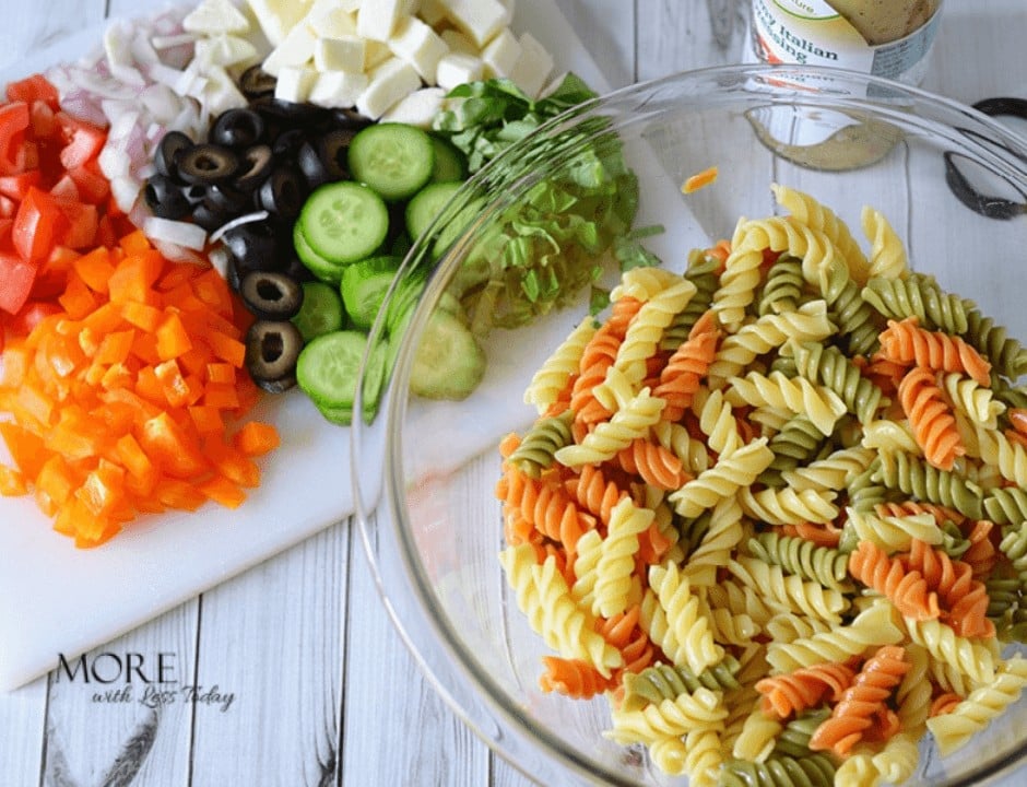 Creamy Italian Pasta Salad ingredients