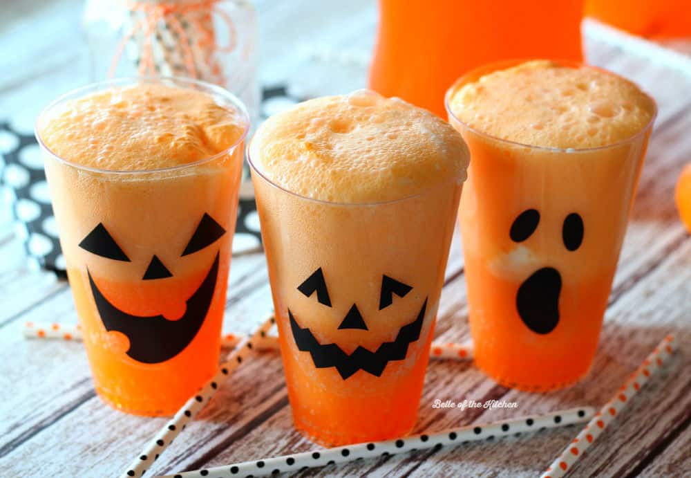 Halloween Party Treats - Fanta Jack O'Lantern Floats