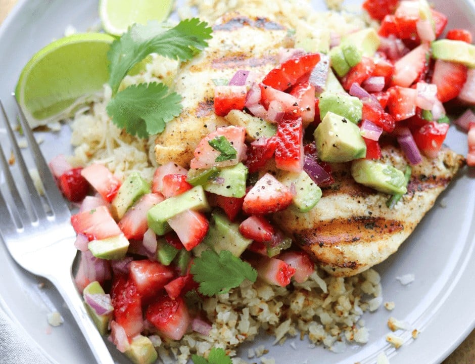Grilled Halibut with Strawberry Guacamole