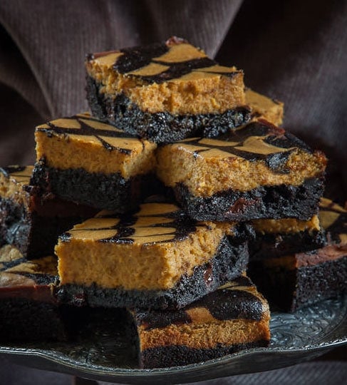 Halloween Desserts - Pumpkin Cheesecake Brownies