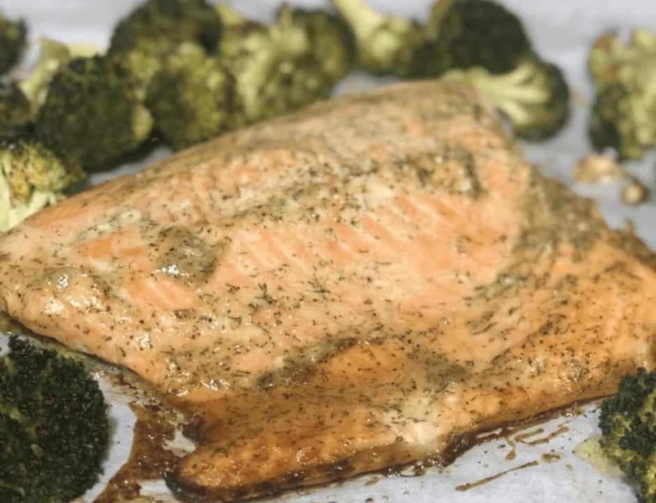 Sheet Pan Baked Salmon with Mustard Dill