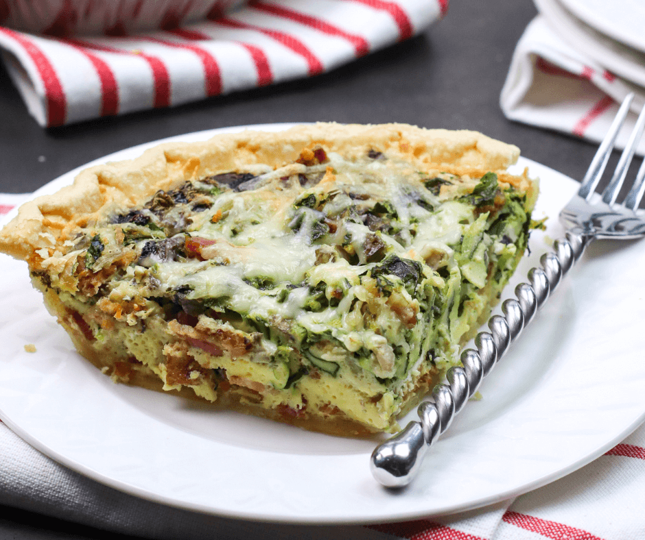 A slice of Bacon and Swiss Cheese Quiche