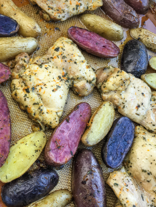 Marinated Chicken Thighs with Roasted Potatoes Recipe