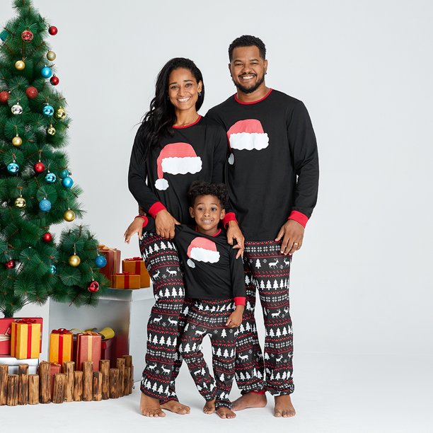 Santa Hat Pattern Family Matching Pajamas Matching Christmas Pajamas from Walmart