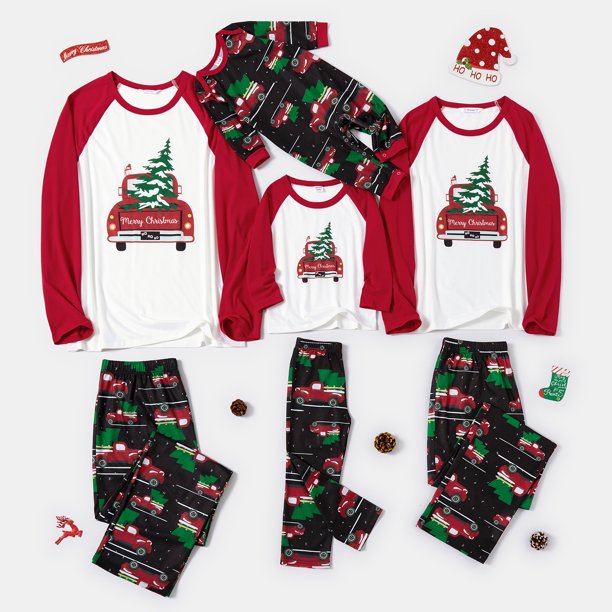 Car-Carrying Christmas Tree Family Matching Pajamas Sets Matching Christmas Pajamas from Walmart 