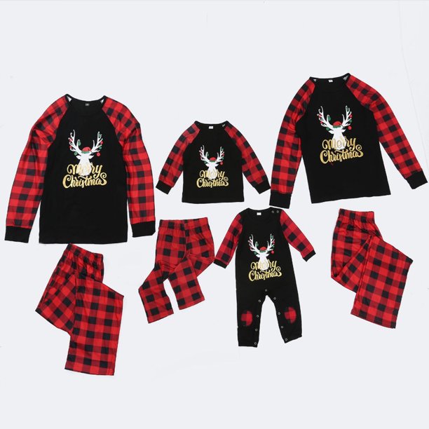 Red and Black Christmas Matching Pajamas Matching Christmas Pajamas from Walmart