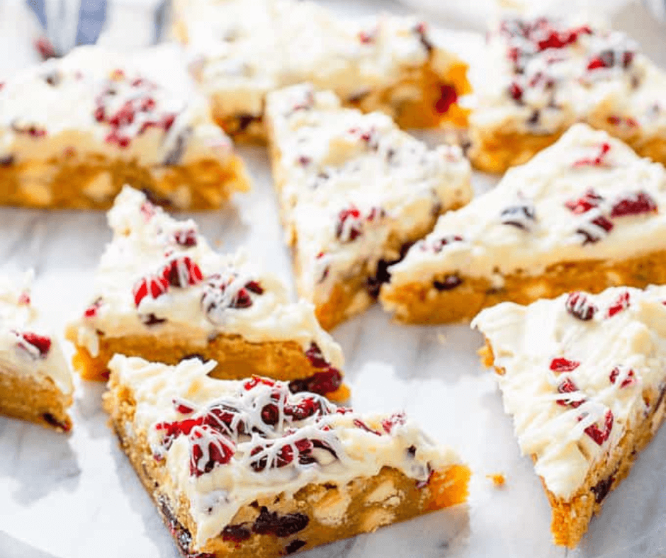 Cranberry Bliss Bars - Easy Fall Dessert Recipes