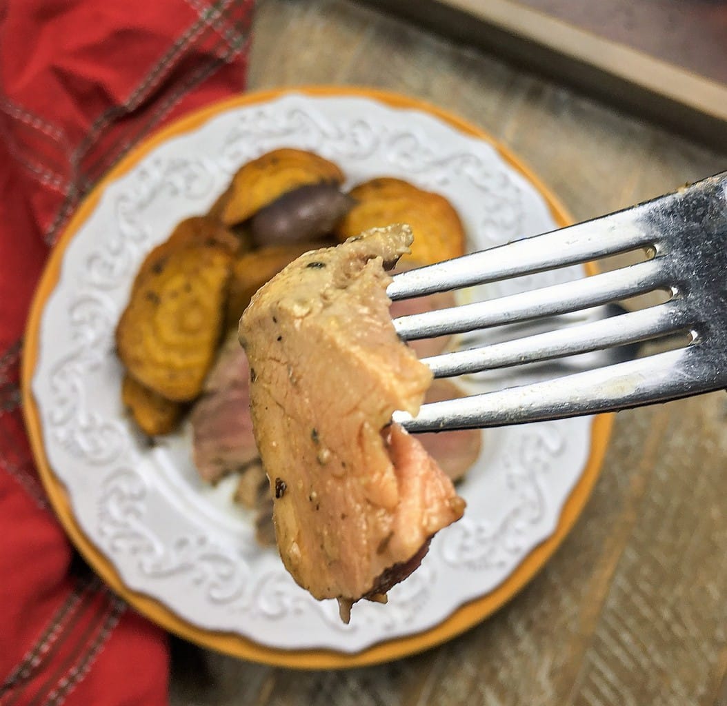 fork into cooed Pork Tenderloin Golden Beets Recipe