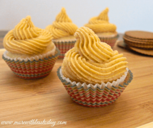 Three Gingerbread Cream Cheese Frosting cupcakes