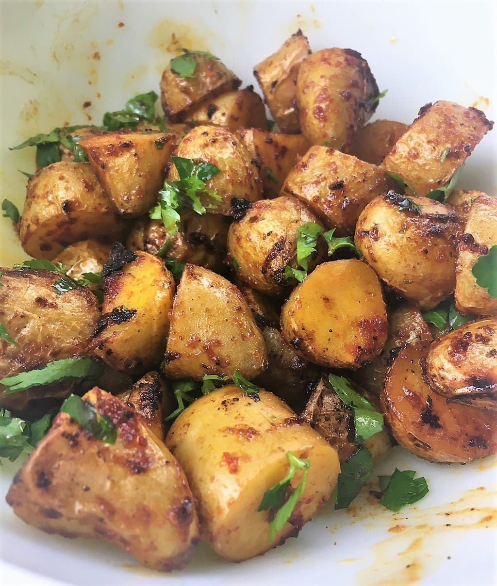 cooked potatoes with parsley