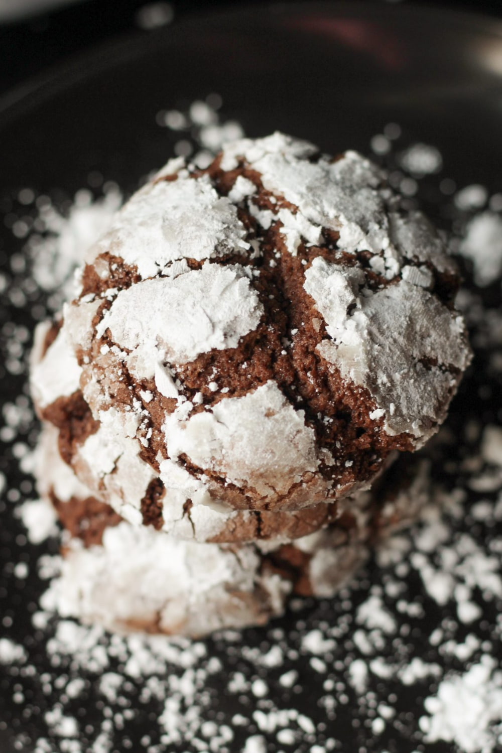 A close up of Chocolate Crinkle Cookies