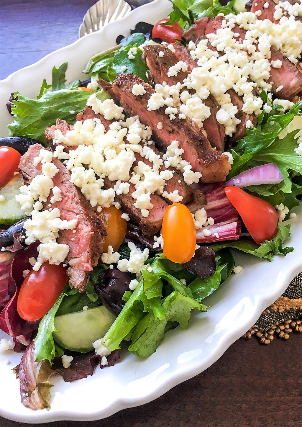 fresh greek salad with steak recipe