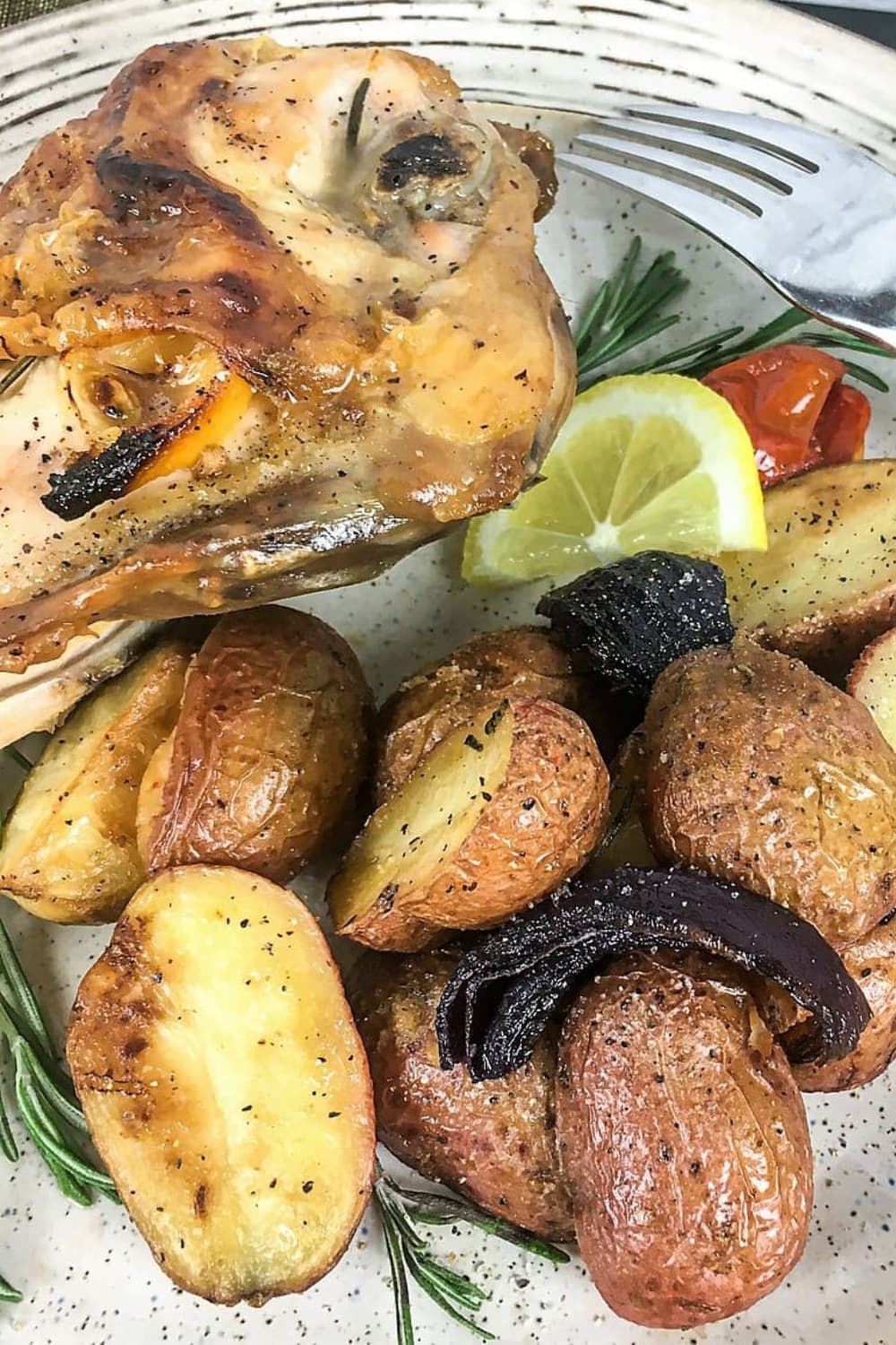 Lemon and Rosemary Roasted Chicken with Roasted Potatoes