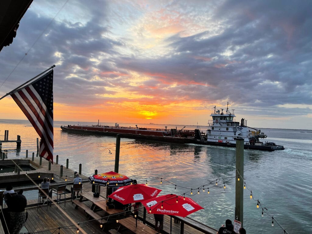 patio of Doc's Seafood restaurant in Corpus Christi