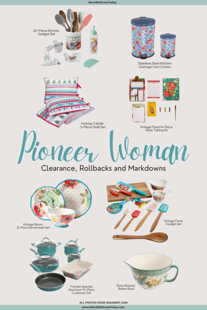 collage of Pioneer Woman clearance items at Walmart