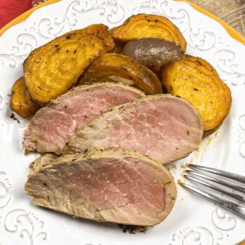 Pork Tenderloin on a white plate