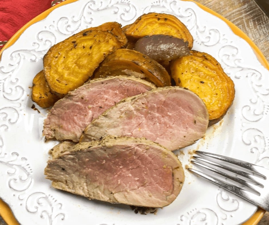 Pork Tenderloin on a white plate