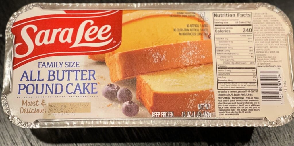 Sara Lee All Butter Pound Cake for Individual Trifle Desserts