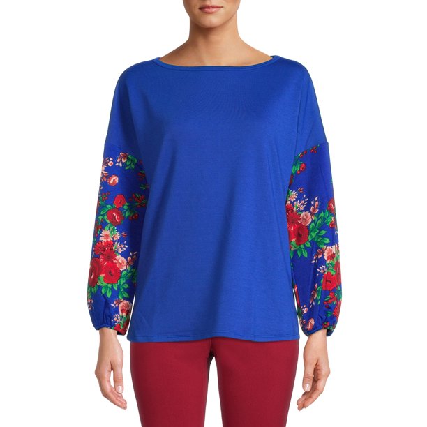 The Pioneer Woman Long Sleeve Printed French Terry Top