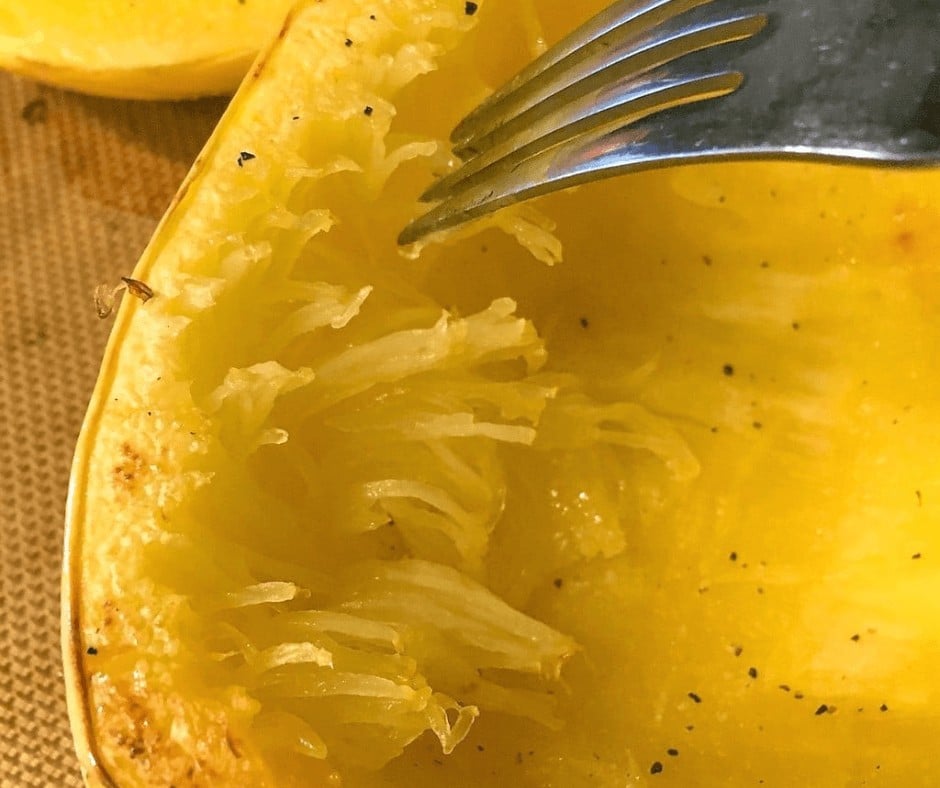 Using a fork to achieve noodle-like strands for the squash