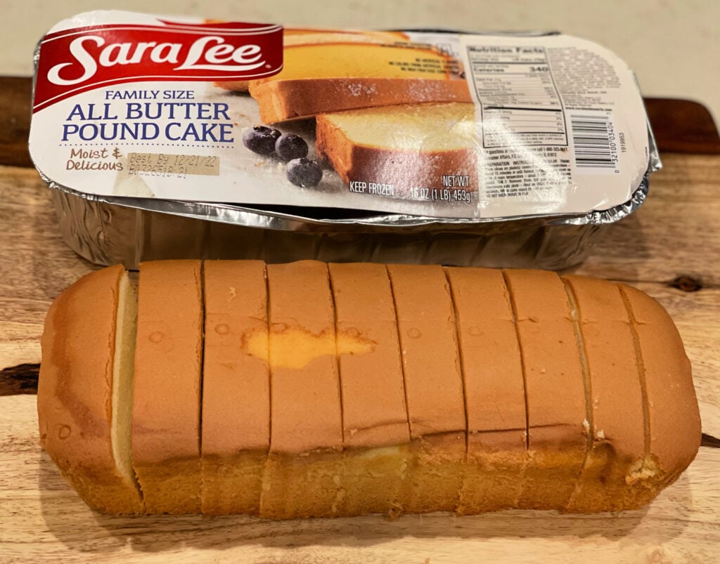 Sara Lee Pound Cake cut in to 1 inch slices for Individual Trifle Desserts